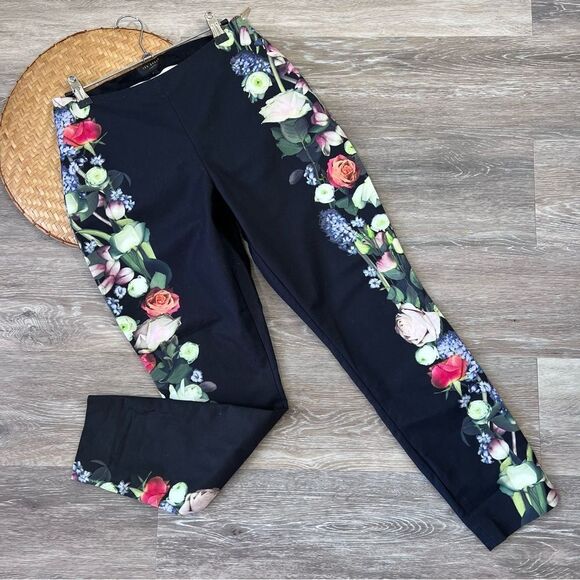 Ted baker black‎ & floral print pants - Picture 1 of 8